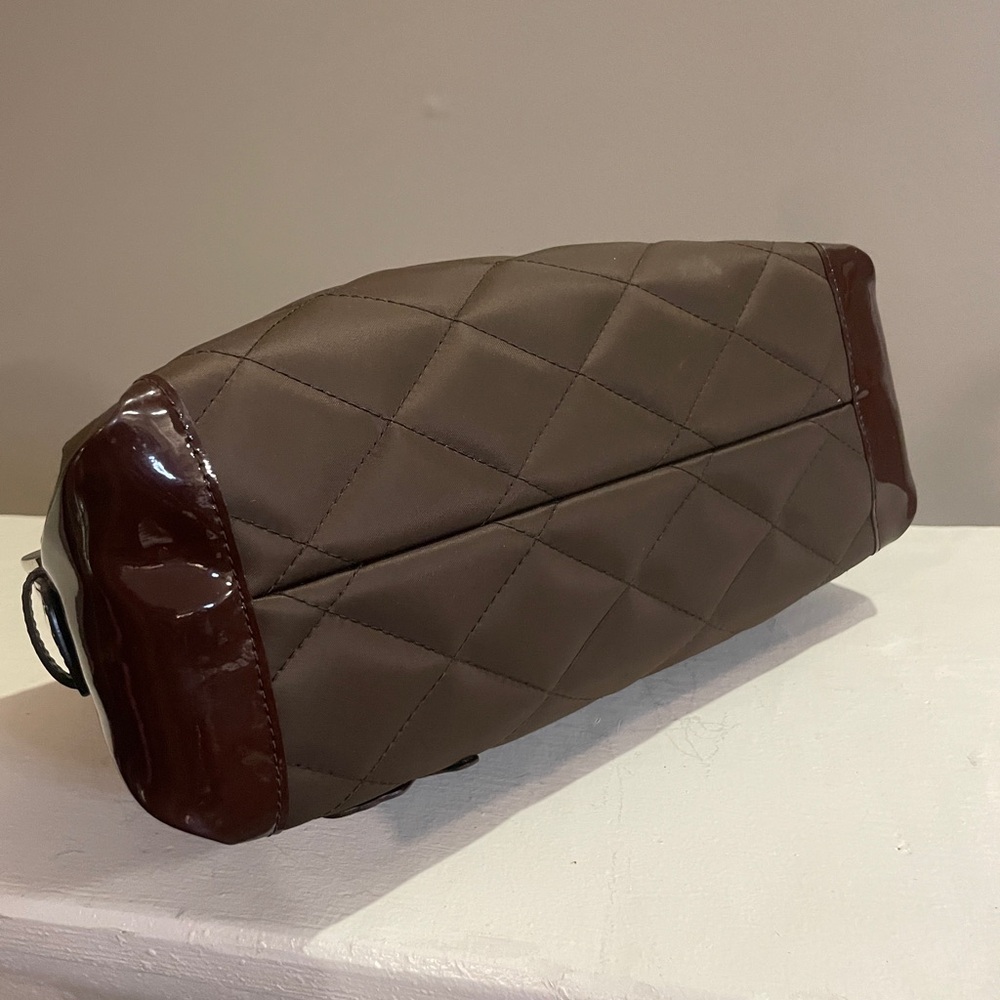 My Flat in London Quilted Brown Satchel Bag | Charlotte Olympia | New - Picture 5 of 15